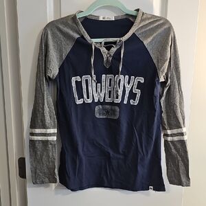 47 Brand Cowboys Kids Long Sleeve Tee - Navy and Gray